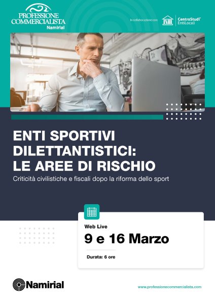 ENTI SPORTIVI DILETTANTISTICI: LE AREE DI RISCHIO