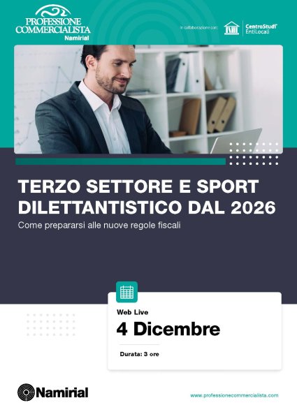 TERZO SETTORE E SPORT DILETTANTISTICO DAL 2026