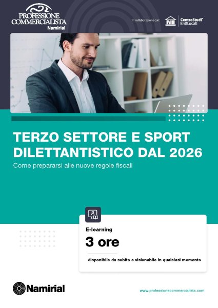 TERZO SETTORE E SPORT DILETTANTISTICO DAL 2026