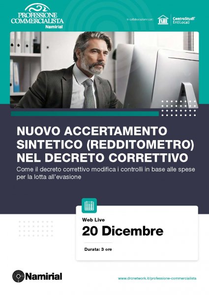 NUOVO ACCERTAMENTO SINTETICO (REDDITOMETRO) NEL DECRETO CORRETTIVO