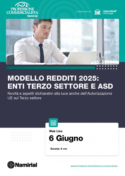 MODELLO REDDITI 2025: ENTI TERZO SETTORE E ASD