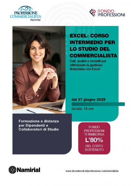EXCEL: CORSO INTERMEDIO PER LO STUDIO DEL COMMERCIALISTA