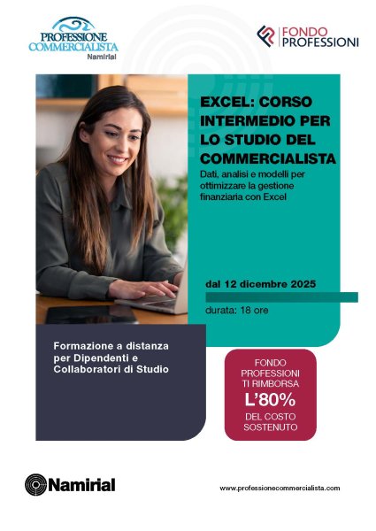 EXCEL: CORSO INTERMEDIO PER LO STUDIO DEL COMMERCIALISTA